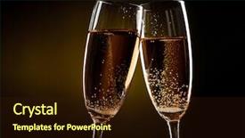  Presentation with flutes - Slides with flutes of champagne over yellow background and a wine colored foreground