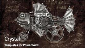  Presentation with steampunk - Amazing PPT layouts having fluviatilis mechanical animal photo compilation backdrop and a wine colored foreground