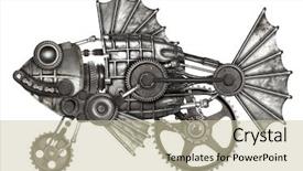  Presentation with steampunk - Theme having fluviatilis mechanical animal photo compilation background and a soft green colored foreground