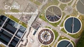  Presentation with fly - Beautiful theme featuring fly drone over sewage treatment backdrop and a coral colored foreground