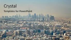  Presentation with dubai - Presentation consisting of hazy - dubai city view with skyscrapers background and a light blue colored foreground