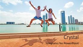  Presentation with abu dhabi - Amazing slide deck having happy couple on holidays backdrop and a coral colored foreground