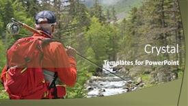  Presentation with fisherman - Presentation theme featuring fly-fisherman-fishing-for-trout background and a violet colored foreground