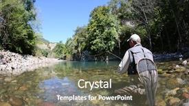  Presentation with fisherman - Theme consisting of fly fisherman fishing trouts background and a violet colored foreground