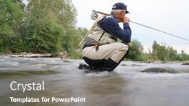  Presentation with gallatin river - Audience pleasing slides consisting of fly-fisherman-fishing backdrop and a gray colored foreground
