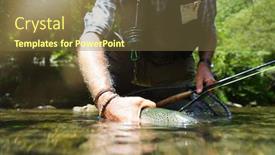  Presentation with trout - Slides enhanced with fly-fisherman-in-summer-catching background and a tawny brown colored foreground