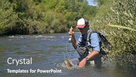  Presentation with fisherman - Cool new presentation theme with fly-fisherman-in-summer-catching backdrop and a gray colored foreground