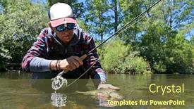  Presentation with trout - Amazing presentation design having fly-fisherman-in-summer-catching backdrop and a tawny brown colored foreground