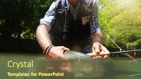  Presentation with trout - Audience pleasing presentation theme consisting of fly-fisherman-in-summer-catching backdrop and a tawny brown colored foreground