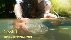  Presentation with trout - Cool new slide set with fly-fisherman-in-summer-catching backdrop and a tawny brown colored foreground