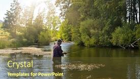  Presentation with kids fly - Cool new slide set with fly-fisherman-in-summer-fishing backdrop and a tawny brown colored foreground
