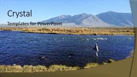  Presentation with kids fly - Slide set consisting of fly fisherman on madisson river background and a light blue colored foreground