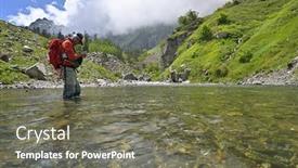  Presentation with trout - Audience pleasing presentation theme consisting of fly-fisherman-trout-fishing backdrop and a gray colored foreground