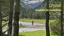  Presentation with fisherman - Presentation theme consisting of fly-fisherman-with-a-red background and a tawny brown colored foreground