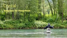 Presentation with fly - Cool new slide deck with fly-fisherman-with-black-jacket backdrop and a tawny brown colored foreground