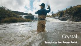  Presentation with fisherman - Theme enhanced with fly-fishing-fisherman-in-waders background and a gray colored foreground
