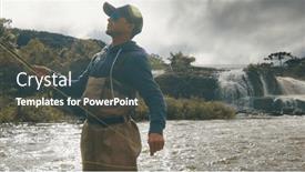  Presentation with fisherman - PPT theme consisting of fly-fishing-fisherman-in-waders background and a dark gray colored foreground