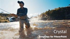  Presentation with fisherman - Theme enhanced with fly-fishing-fisherman-in-waders background and a violet colored foreground