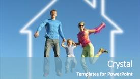  Presentation with house fly insect macro - Slide set consisting of fly happy family with dream background and a light blue colored foreground