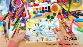  Presentation with artwork - Slides enhanced with fly high above the earth background and a coral colored foreground