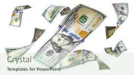  Presentation with fly - Beautiful slide set featuring fly-hundred-dollar-banknote-close backdrop and a soft green colored foreground