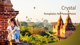  Presentation with hot air balloons - Slide set with fly over thousands of ancient background and a cream colored foreground