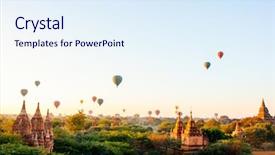  Presentation with myanmar bagan - Presentation design featuring fly over thousands of ancient background and a sky blue colored foreground