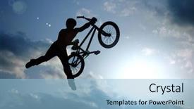 Presentation with bicycle - Cool new presentation with flyer autumn - silhouette of boy with bicycle backdrop and a light blue colored foreground
