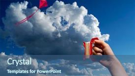  Presentation with kite - Slides featuring flying a red kite background and a ocean colored foreground