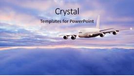  Presentation with business travel - Cool new theme with flying above clouds in sun backdrop and a light blue colored foreground