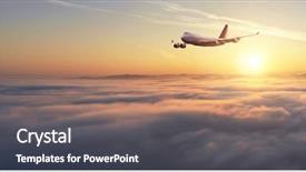 Presentation with passengers - Theme consisting of flying above clouds in sun background and a dark gray colored foreground