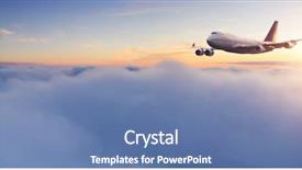  Presentation with business travel - Beautiful presentation theme featuring flying above clouds in sun backdrop and a ocean colored foreground