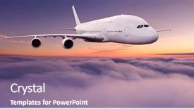  Presentation with business travel - Beautiful PPT theme featuring flying above dramatic clouds sun backdrop and a  colored foreground