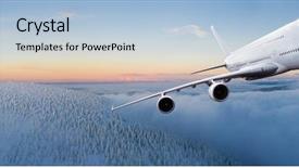  Presentation with business travel - Colorful presentation design enhanced with flying above dramatic clouds sun backdrop and a  colored foreground