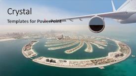  Presentation with business jet - Presentation featuring flying above dubai city mode background and a light blue colored foreground