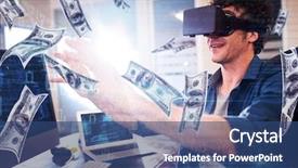  Presentation with flying - Slides featuring flying against businessman wearing virtual background and a  colored foreground