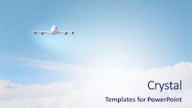  Presentation with clear - Presentation design with flying airplane in clear sky background and a sky blue colored foreground