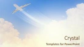  Presentation with sky sun - PPT layouts having flying airplane in clear sky background and a cream colored foreground