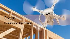  Presentation with drone quadcopter - Amazing slide deck having flying and inspecting construction site backdrop and a coral colored foreground