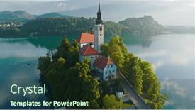  Presentation with flying - Presentation featuring flying-around-small-island background and a wine colored foreground