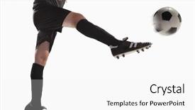  Presentation with betting soccer - Beautiful PPT theme featuring flying ballons - athlete kicking soccer ball backdrop and a white colored foreground