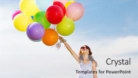  Presentation with summer celebration - Colorful slide deck enhanced with flying ballons - summer holidays celebration family children backdrop and a white colored foreground