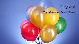  Presentation with balloons blue - Slide deck featuring flying balloons on a blue background and a light blue colored foreground