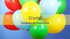  Presentation with blue balloons - Amazing slides having flying balloons on a blue background backdrop and a yellow colored foreground