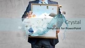  Presentation with media image - PPT theme enhanced with flying-books-abstract-image-mixed background and a light blue colored foreground