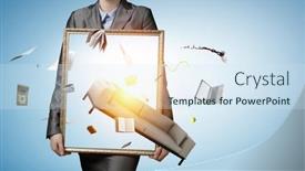  Presentation with media image - Presentation consisting of flying-books-abstract-image-mixed background and a sky blue colored foreground