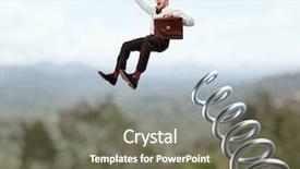  Presentation with purple rustic spring - Colorful PPT theme enhanced with flying businessman and huge metal backdrop and a  colored foreground