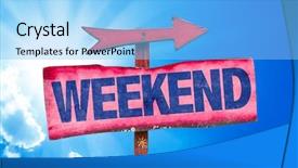  Presentation with weekend - PPT theme with flying calendar - weekend sign with sky background background and a light blue colored foreground