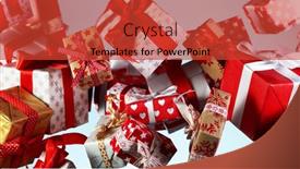  Presentation with coloured - Amazing slide set having flying-christmas-gifts-on-coloured backdrop and a red colored foreground