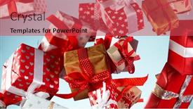  Presentation with coloured - Theme featuring flying-christmas-gifts-on-coloured background and a red colored foreground